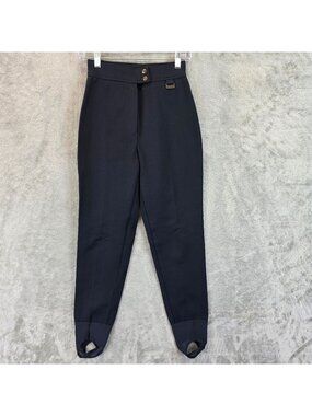 Vintage Edelweiss Snow Pants Womens 6 Black High Rise Stirrup Ski Made USA